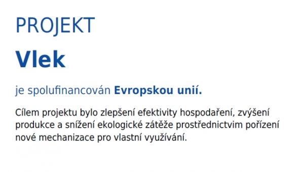 PROJEKT Vlek je spolufinancován Evropskou unií